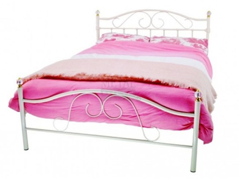 Full size bed frame deals white metal