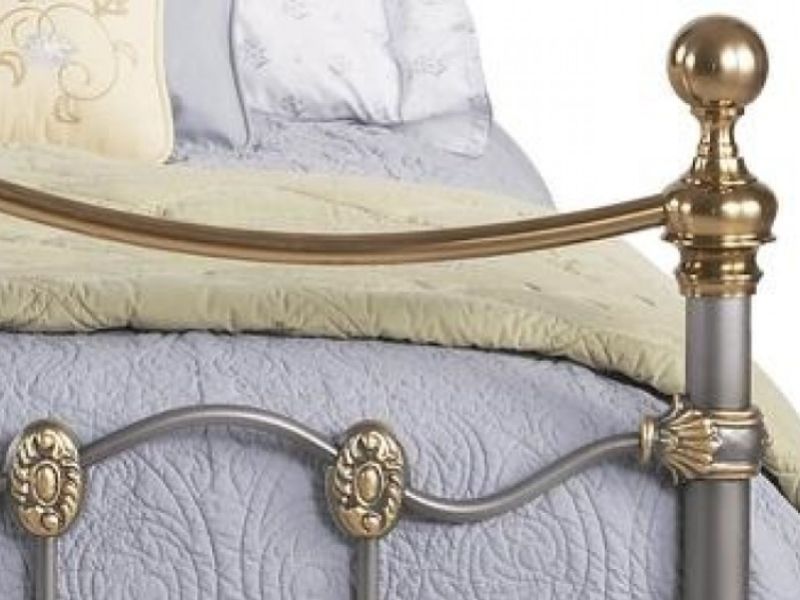 OBC Carrick 3ft Single White With Brass Metal Headboard by Original  Bedstead Company